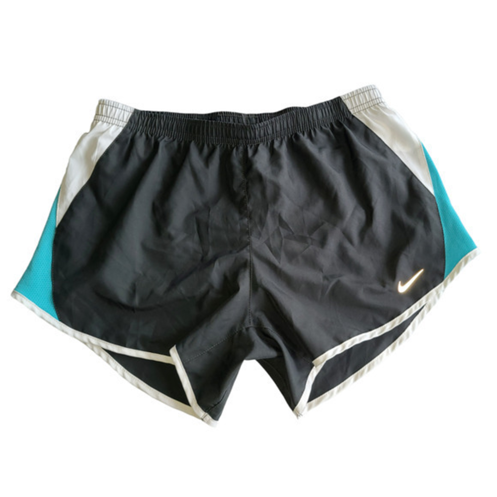 Nike Womens Dri-FIT Running Shorts Black Teal White Colorblock Size S